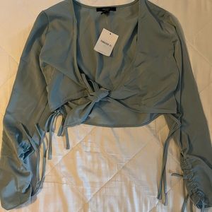 NWT Forever 21 front tie baby blue top (small)